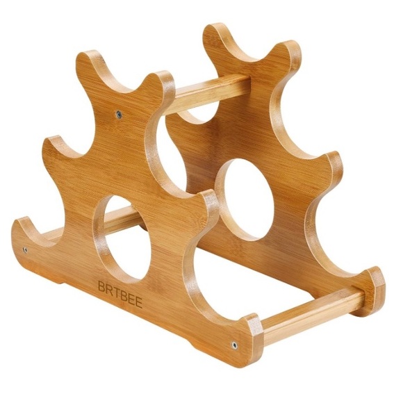 Wine Rack, Wine Bottle Holder for Home Kitchen Bar, 6-Bottle Wine Shelf ,Bamboo - Picture 5 of 8